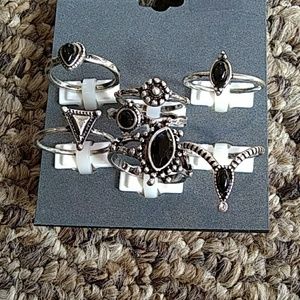 7 Silver/Black Massini rings NWT